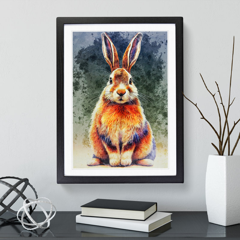 Portrait Of A Hare No.4 - Single Picture Frame Print, Black Framed, 46cm H x 34cm W x 2cm D