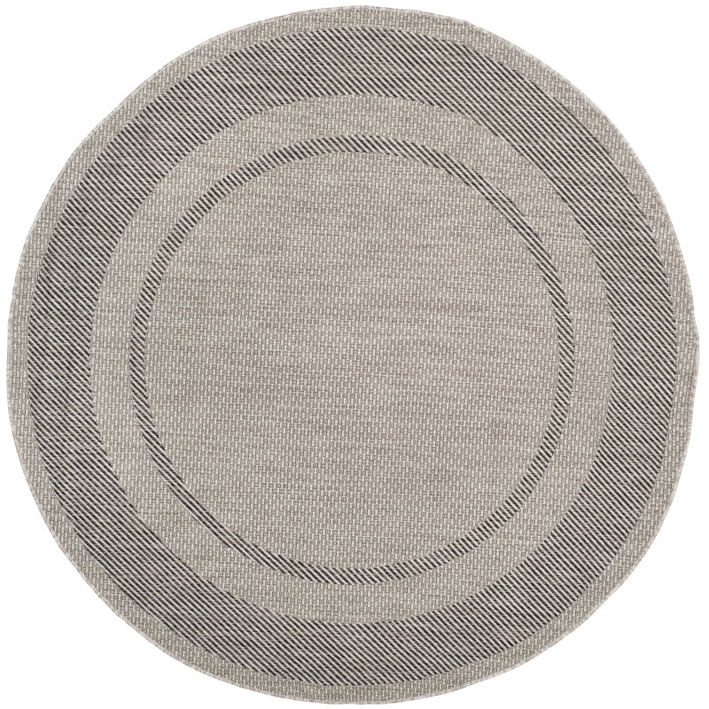 Tapis d'intérieur / extérieur de couleur unie Reid Performance, Beige/Black, Rond 6 pi 7 po
