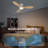 42" Flush Mount Low Profile Small Room Solid Wood Ceiling Fan with LED Light and Remote-610126715