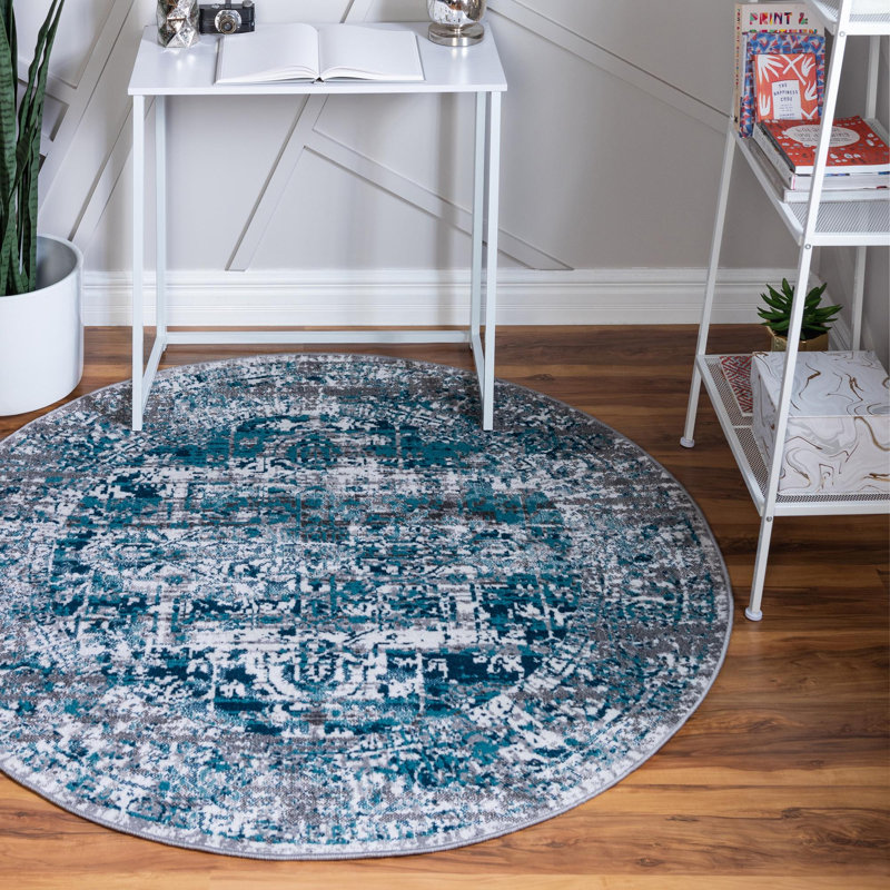 Dota Abstract Indoor Rug, Round 5'3"