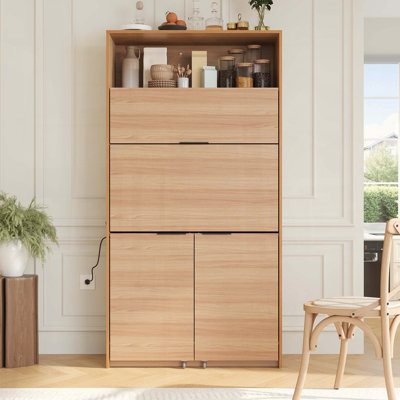 Buffet de cuisine compact avec poste de travail pliable et prise de courant