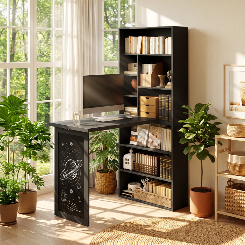 Bureau mural convertible pliable en pin massif et MDF, dimensions : 98 cm (L) x 51 cm (P) x 153 cm (H)