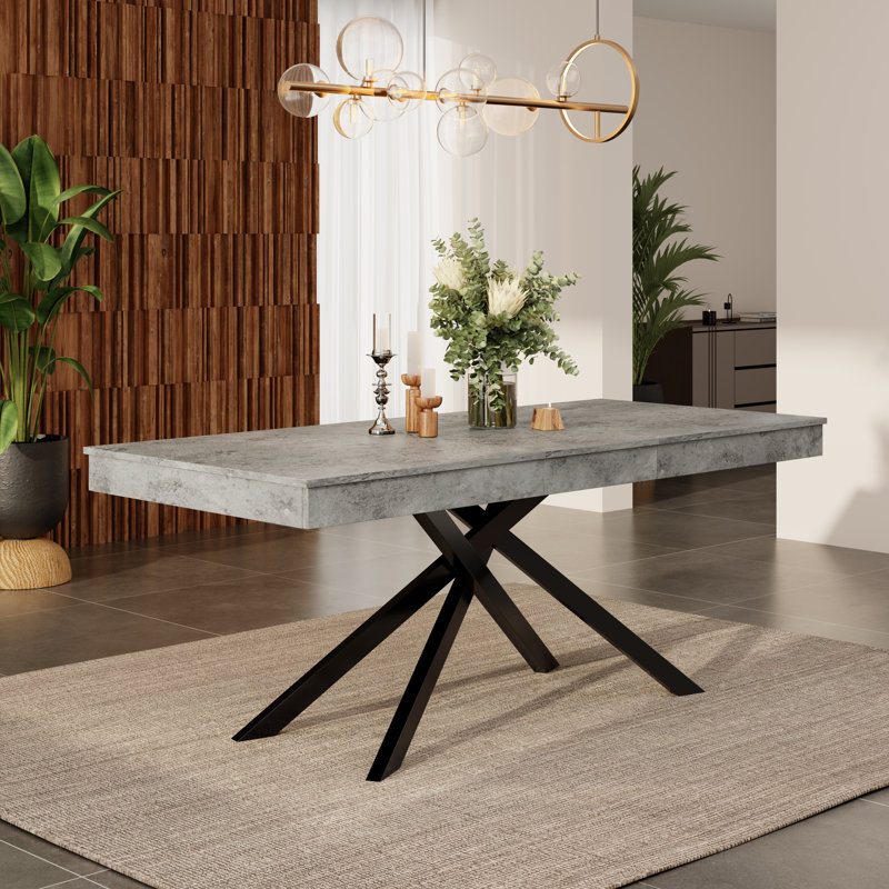 Extendable Metal Base Dining Table, Grey