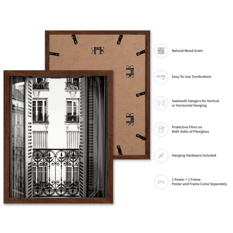 Parisian Home, Poster, 16"H x 20"W, Brown Framed