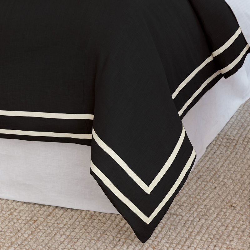 Housse de couette en lin noir Inès, Housse de couette pour grand lit