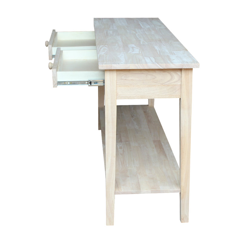 Solid Wood Console Table, Unfinished / Ready to Finish, 30" H x 60" W x 17" D