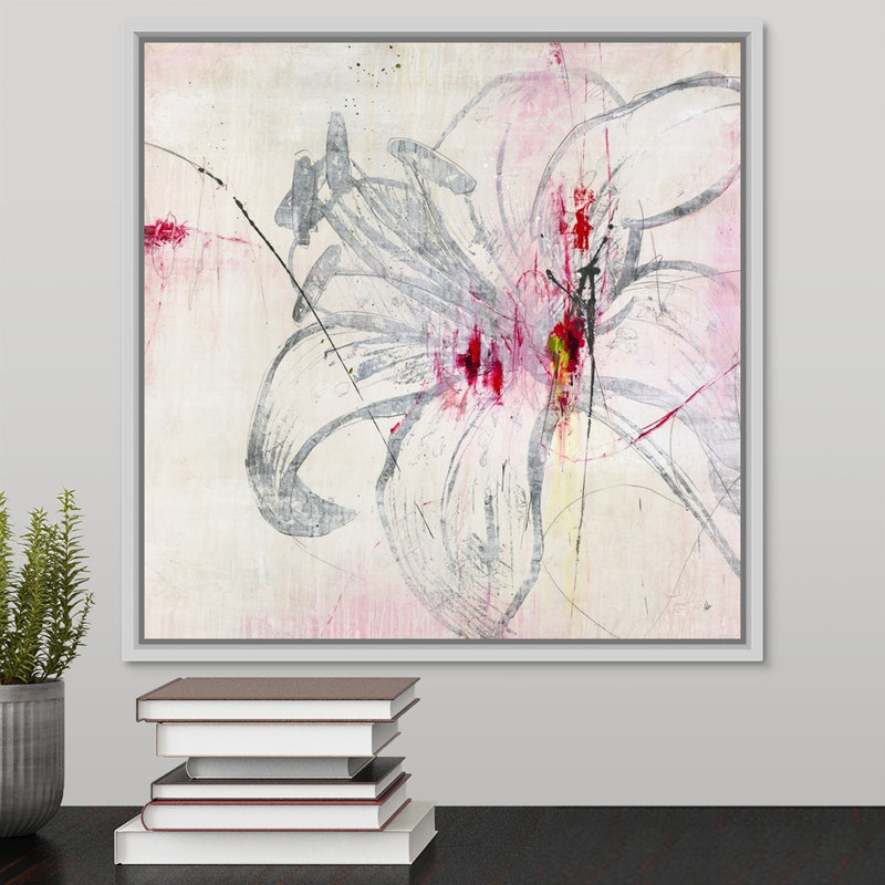 « genesis i », peinture sur toile, Cadre flottant blanc, H 17,7 po x l 17,7 po x p 1,75 po
