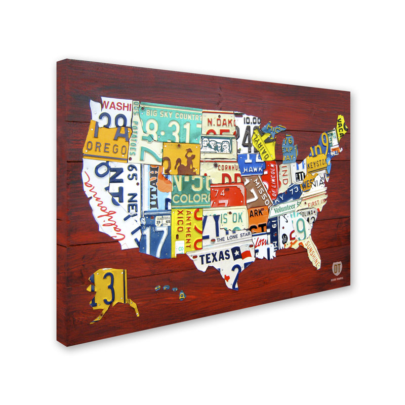 « license assiette map usa » par design turnpike, impression sur toile tendue, H 18 po x l 24 po x P 2 po