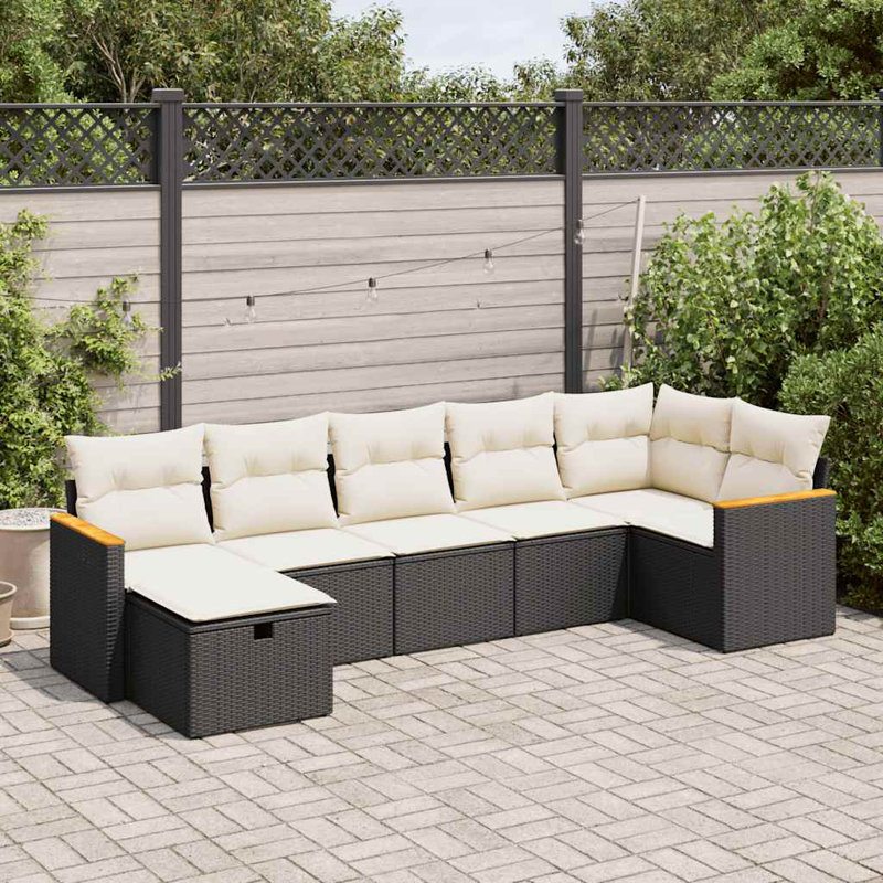  Garden Sofa Set Black, Cream White