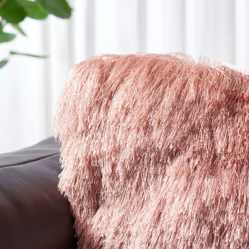 Rose Cloud Shaggy Faux Fur 20" Square Throw Pillow