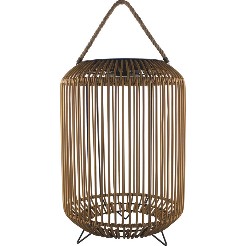 Beige Rattan Solar Powered LED Outdoor Floor Lamp