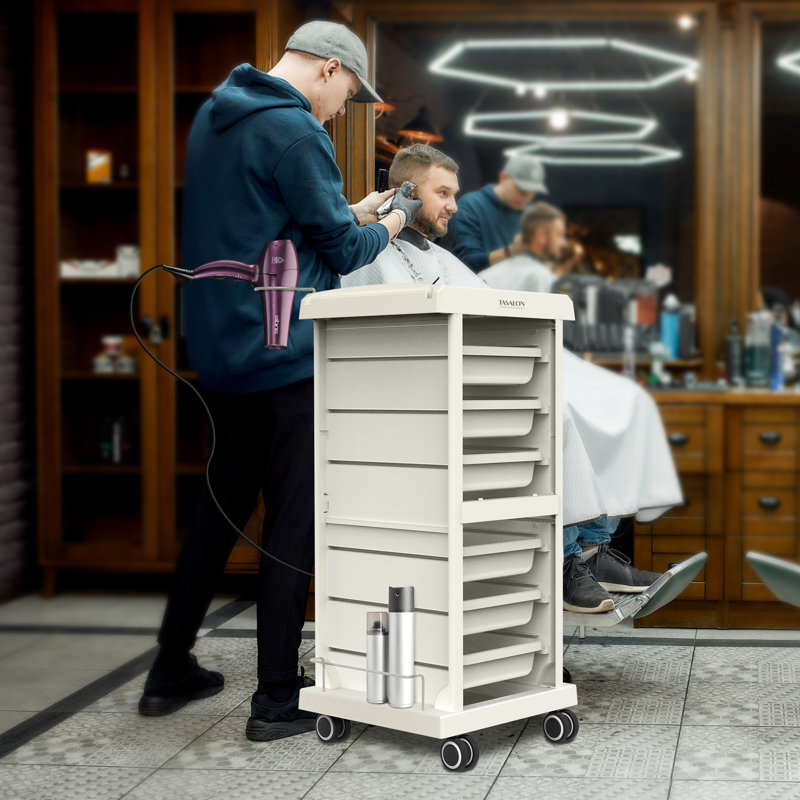 Megett Multifunctional Trolley Utility Cart for Salon Station, White