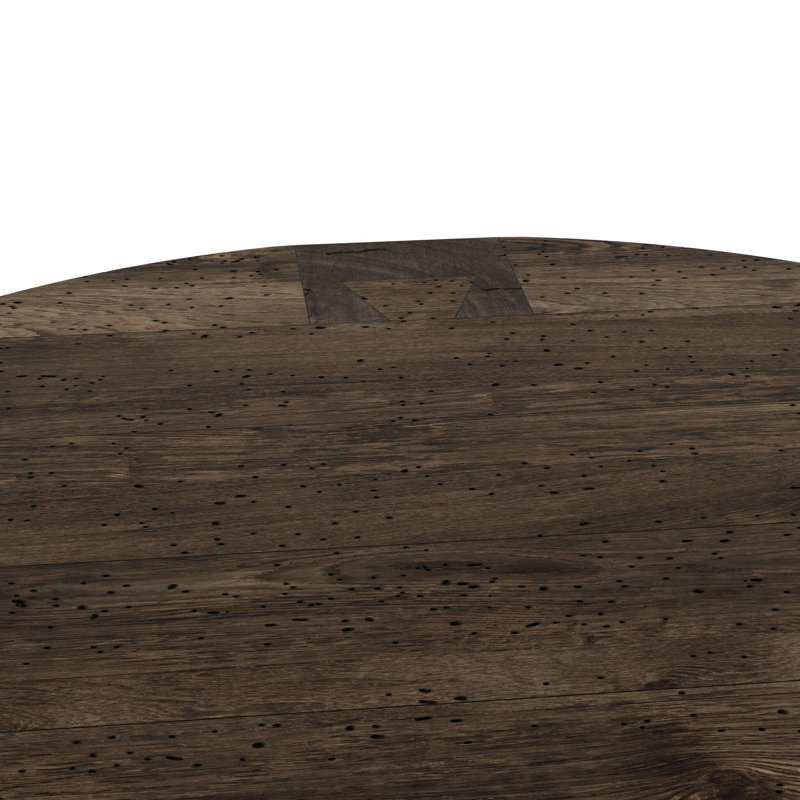 Abaso Round Coffee Table-Rustic Wormwood Oak, Ebony Rustic Wormwood Oak, 15" H x 55" W x 55" D