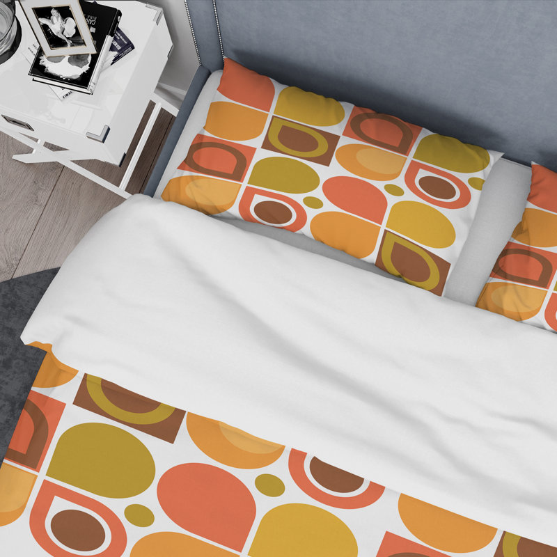Ensemble de housse de couette Mid-Century - Abstract Retro Geometric VI, Housse simple + 1 taie décorative
