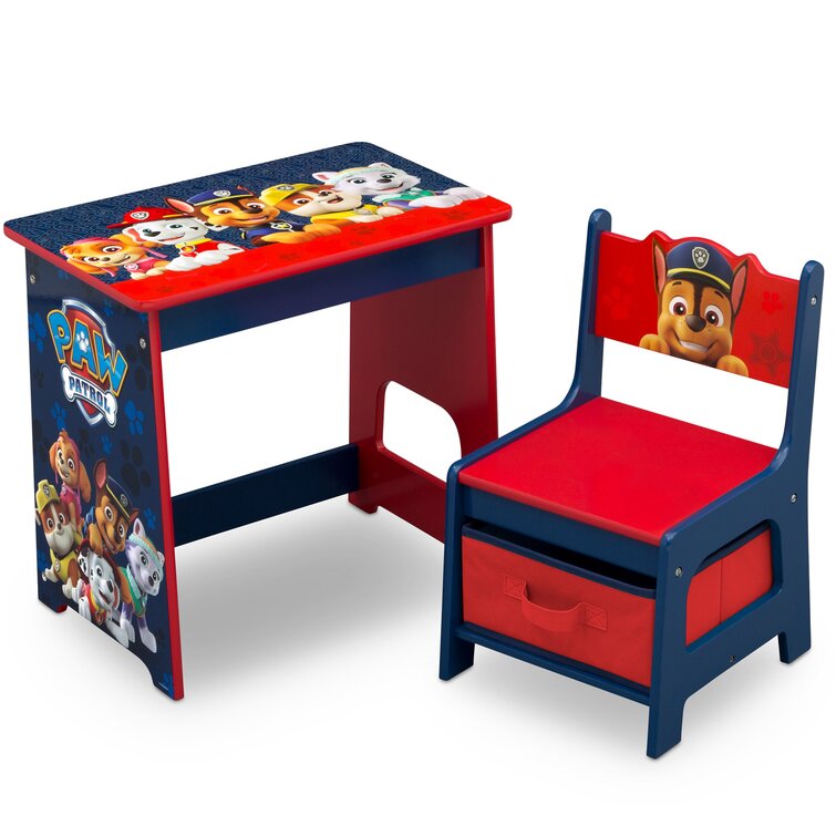 PAW Patrol Kids Erasable Activity Table Includes 2 Chairs with Safety Lock,  Non-Skid Rubber Feet & Padded Seats (Green/Yellow) 