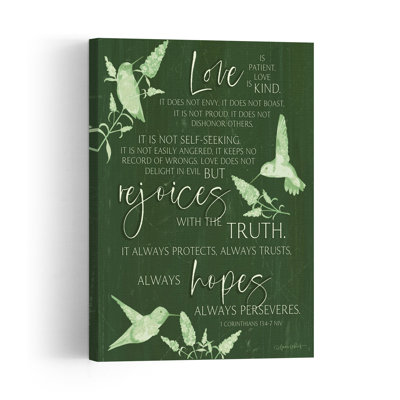 Love Is Patient Hummingbirds Abstract Contemporary Hummingbird Bird Landscape Nature Wall Art Print by Annie LaPoint - Wrapped Canvas Print
