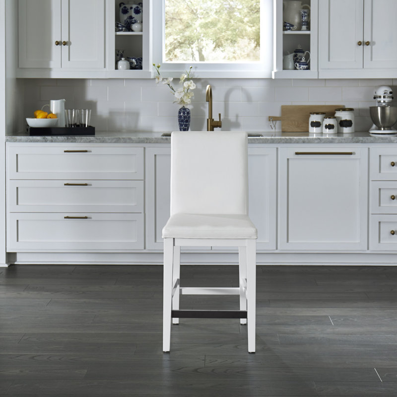 Upholstered Counter Stool, White