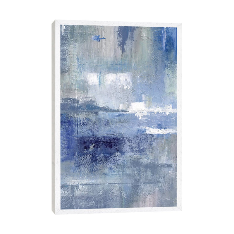Bay View Indigo - Painting on Canvas, 101.6 cm H x 66.04 cm W, White Framed