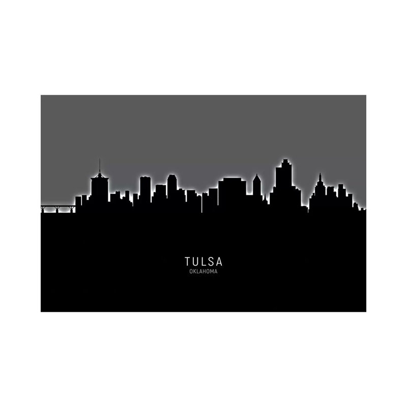 Tulsa Oklahoma Skyline by Michael Tompsett - 1 Piece Wrapped Canvas Wall Art, 20.32 cm H x 30.48 cm W