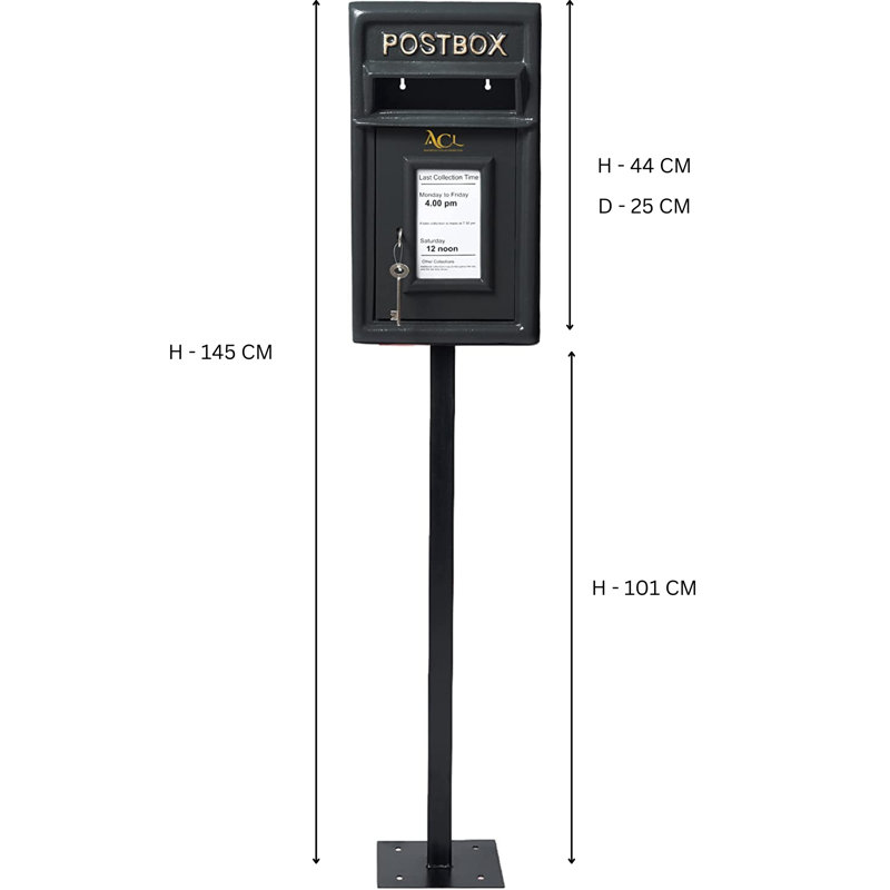 Post Box, 44cm H x 20cm H x 25cm D, Black