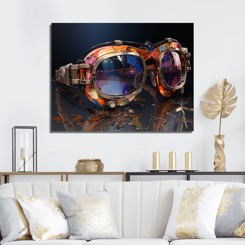 Futuriste élégance lunettes de soleil I - art mural Chanel, H 24 po x l 32 po x P 1 po, Toile tendue