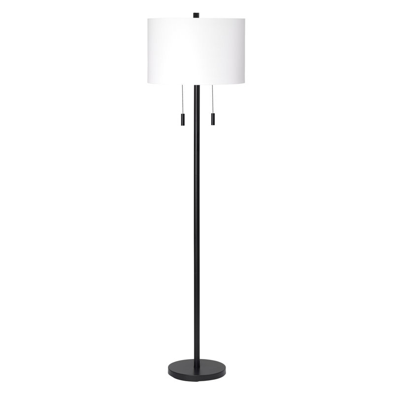 Lampe sur pied 64 po Senn, Noir mat