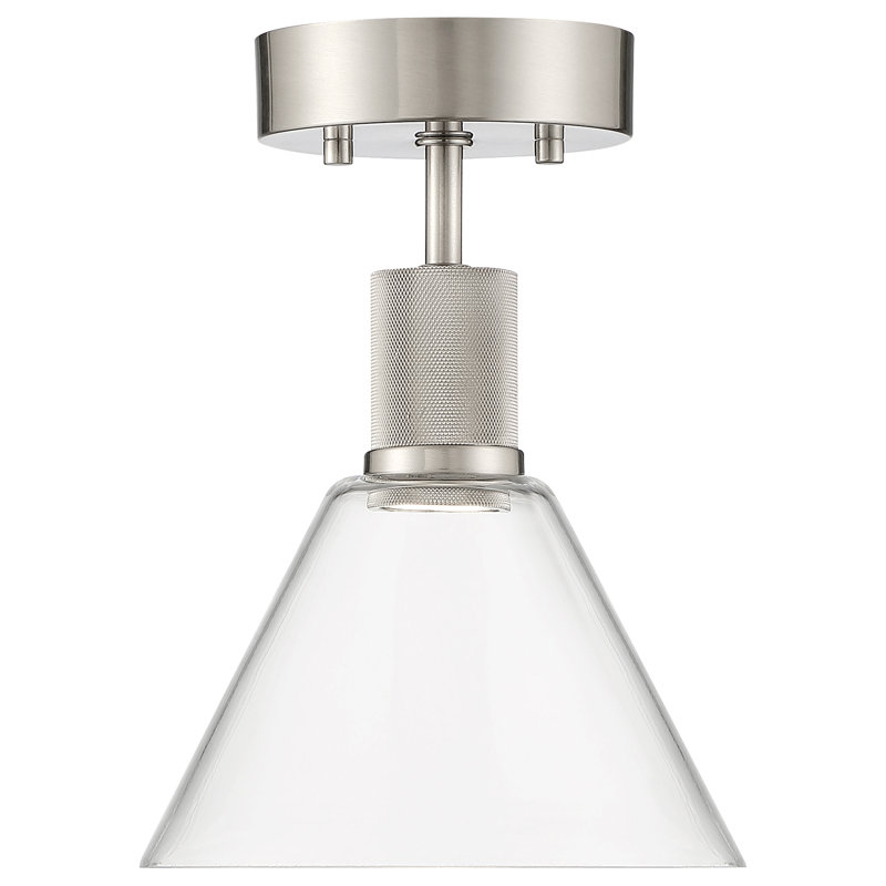 Port Nine Glass Semi Flush Mount, Brushed Steel