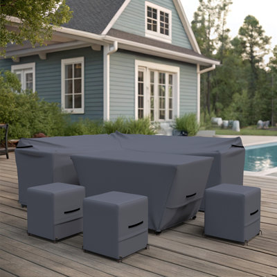 Hinesville Rattan Outdoor Lounge Dining Set Cover