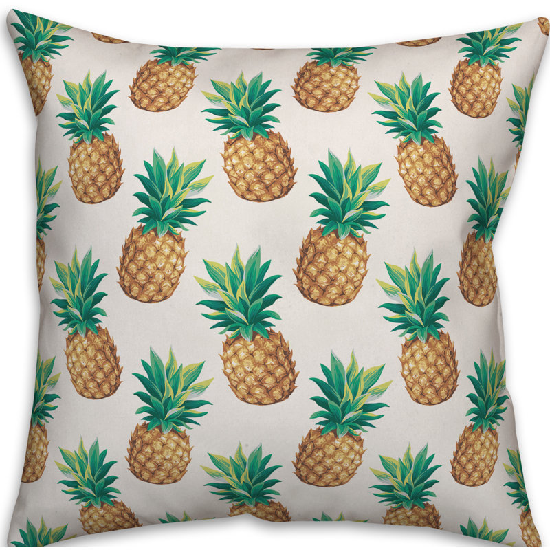  Coussin décoratif intérieur / extérieur Pineapple, Brun / vert / blanc cassé