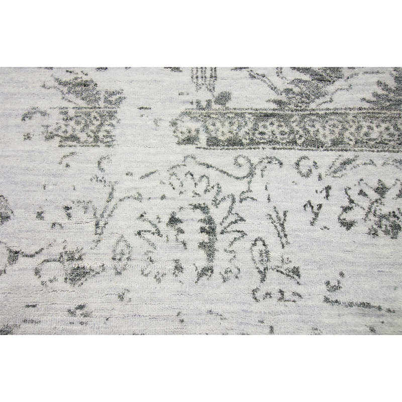 Tapis argenté / noir noué à la main de haute qualité