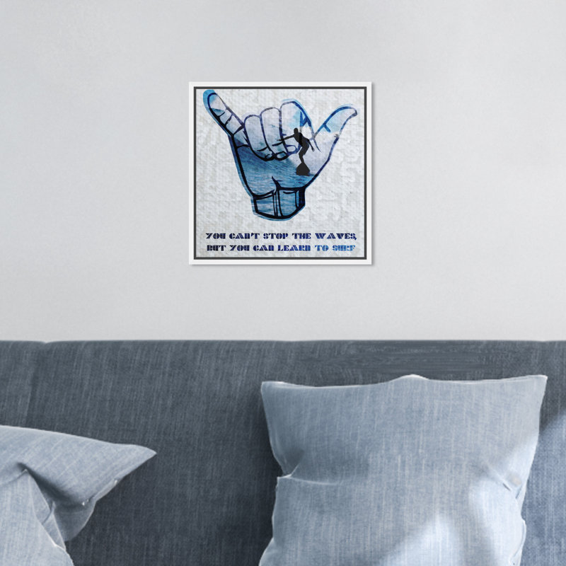 " Learn To Surf ", 12" H x 12" W, White Framed