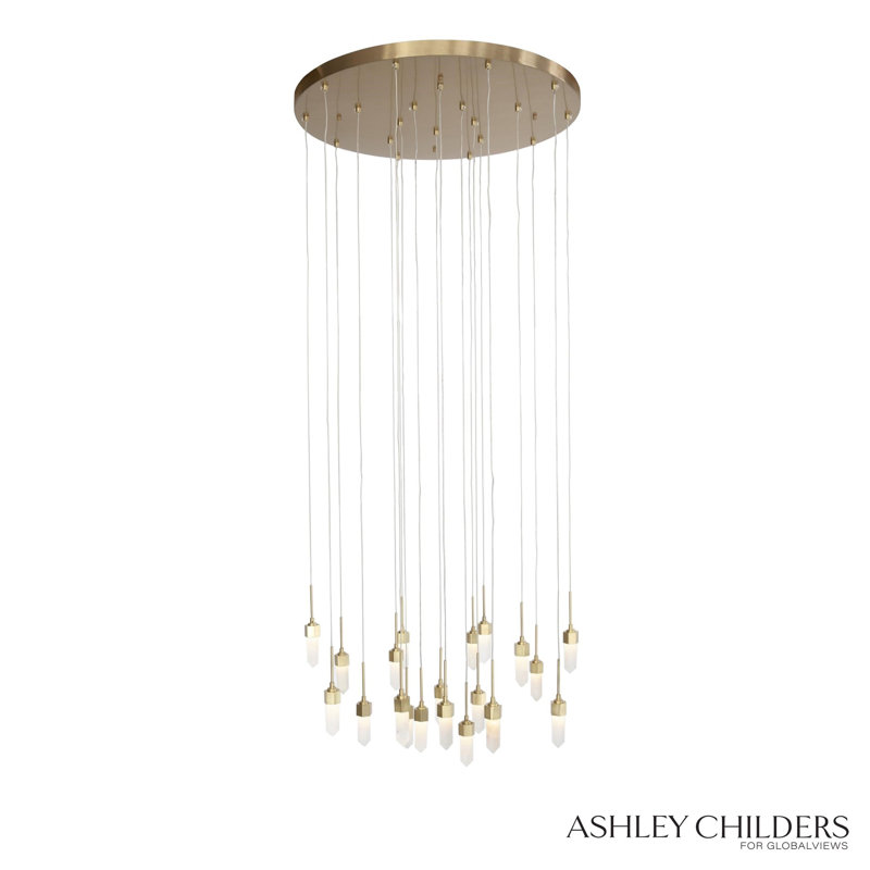Leo Chandelier-20 Drop Round-Satin Brass-Drop, 125" H x 25.75" W x 25.75" D
