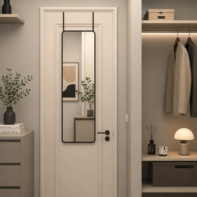 Miroir de porte 47 x 14 po, Noir