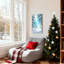 «Christmas Winter Forest Deer Snow Light Trees Path», ensemble de 3 impressions sur toile bleues-1198912292