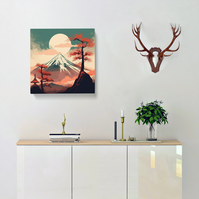 Japanese Mountains Graphic Art - Wrapped Canvas