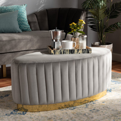 Frew 40.9" Wide Velvet Oval Cocktail Ottoman by Everly Quinn