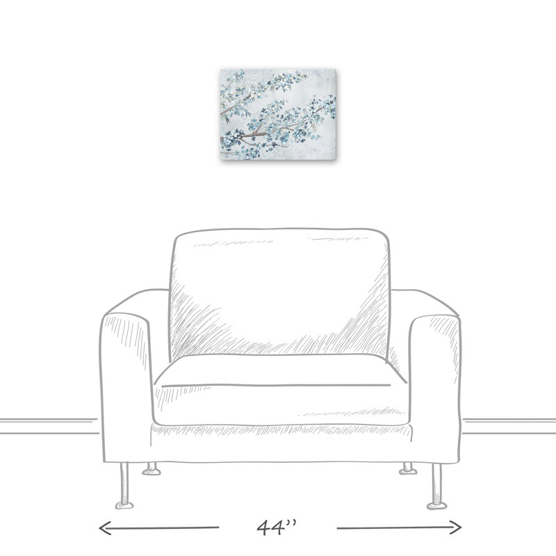 Fleurs de cerisier bleues sur toile, H 11 po x l 14 po x P 1,25 po