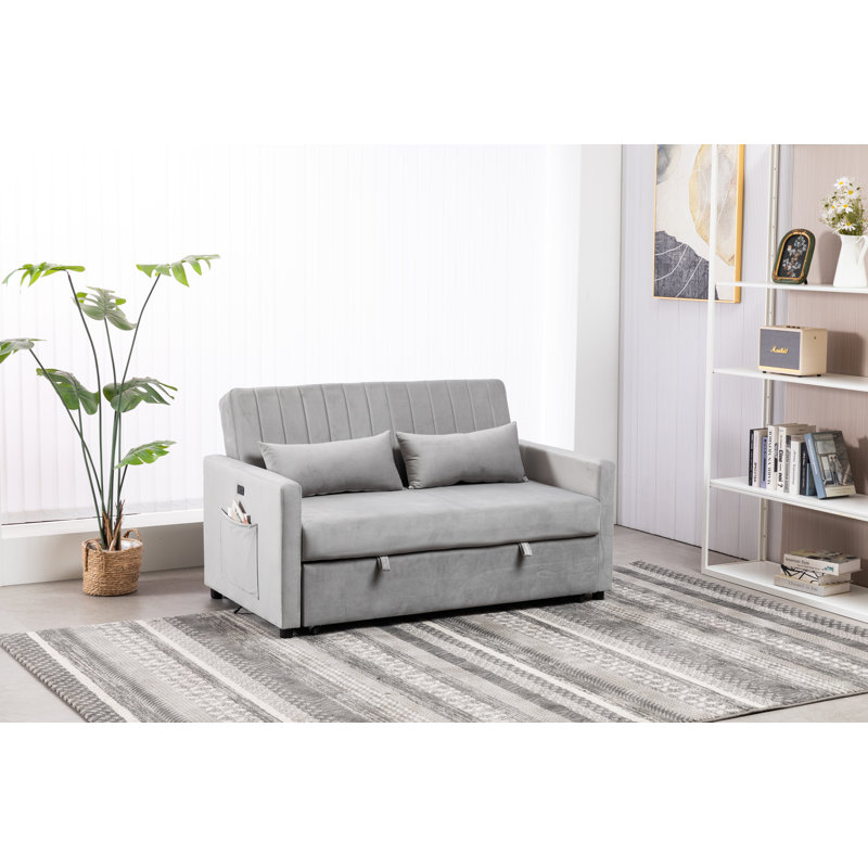 Kusilvak 58'' Velvet Sofa, Gray