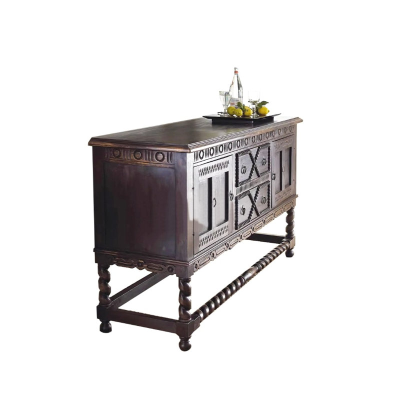 Vintage Carved Accent Cabinet 70.87'' Sideboard, Dark Brown
