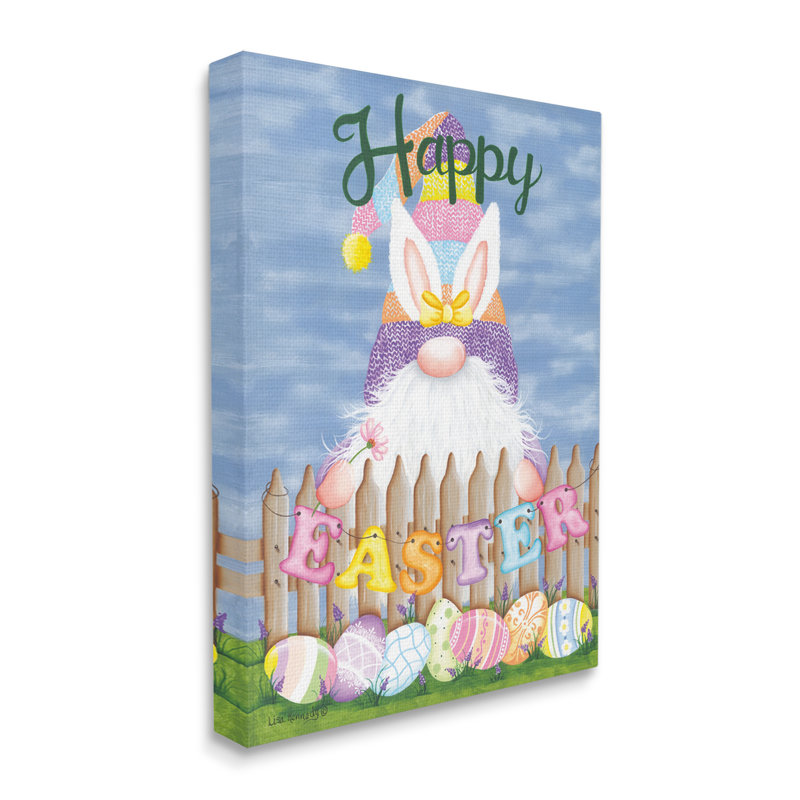 «Happy Easter Garden Gnome Eggs» par Lisa Kennedy, impression sur toile tendue, H 48 po x l 36 po x P 1,5 po