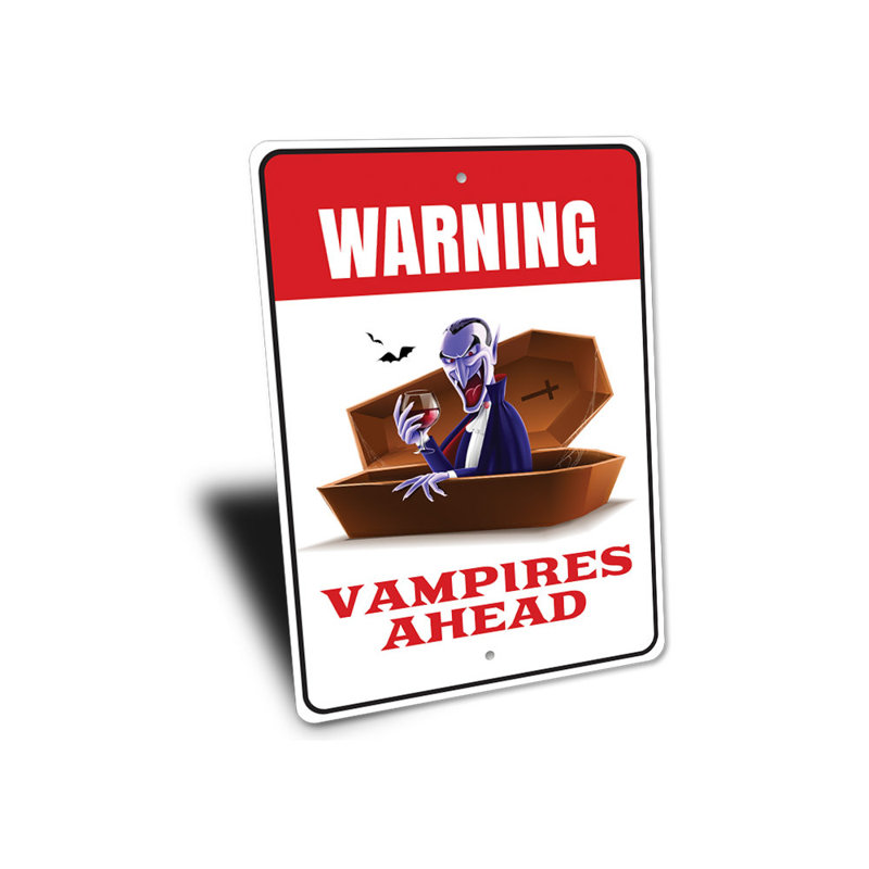 Panneau d'avertissement de vampire, H 14 po x l 10 po x P 0,04 po