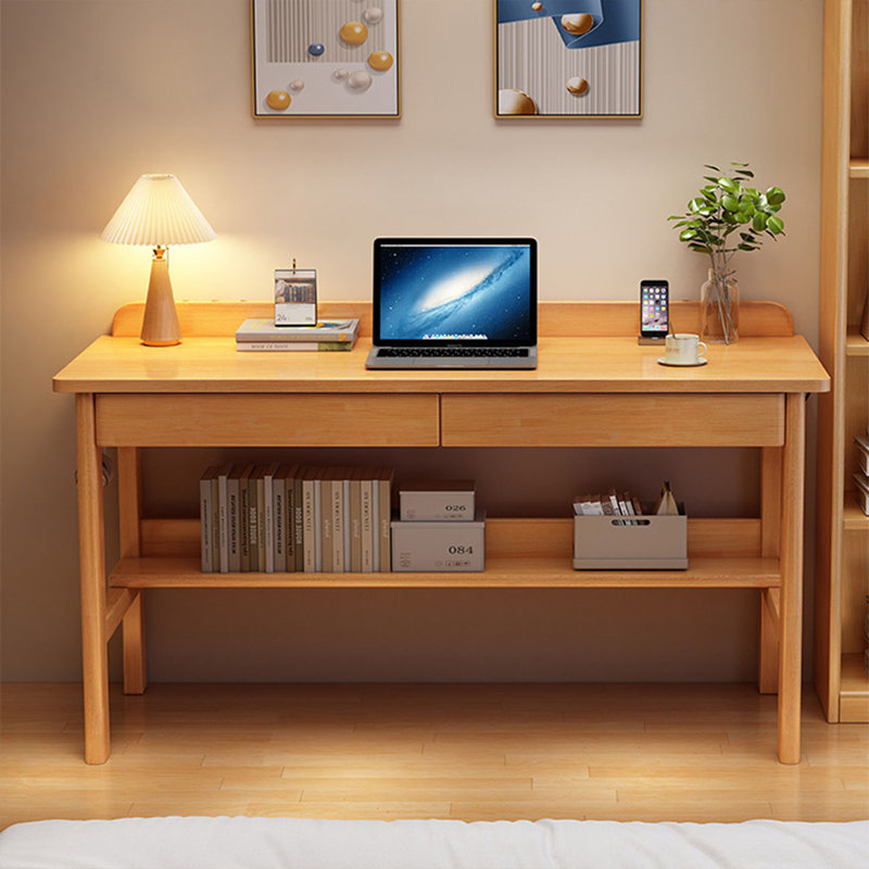 Bureau rectangulaire en bois manufacturé avec 2 tiroirs Burlywood, H 29,53 po x l 47,24 po x P 23,62 po