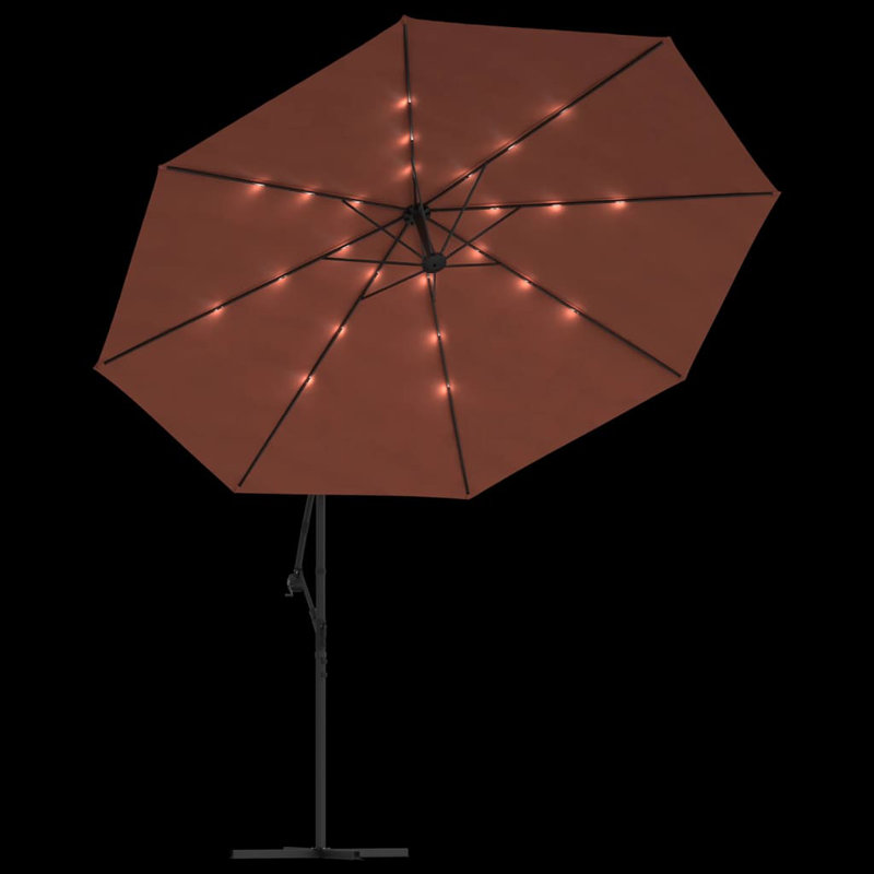 Gurganus 350cm Lighted Market Parasol, Terracotta