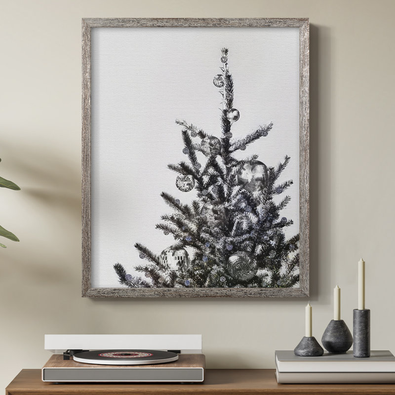 Disco Christmas Tree I, reproduction encadrée - bois massif, H 15 po x l 12 po