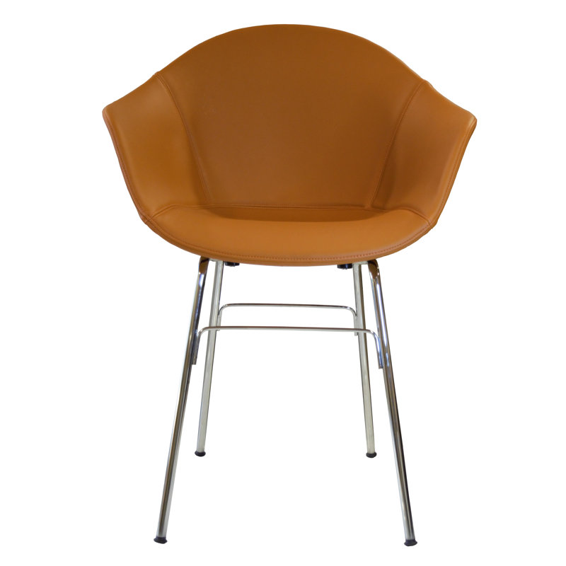 TA 18'' H Faux Leather Upholstered Armchair, Chrome