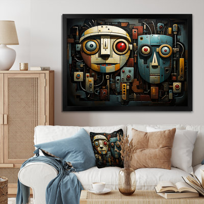 «Blue and Beige Robot Revolution - Science Fiction», art encadré