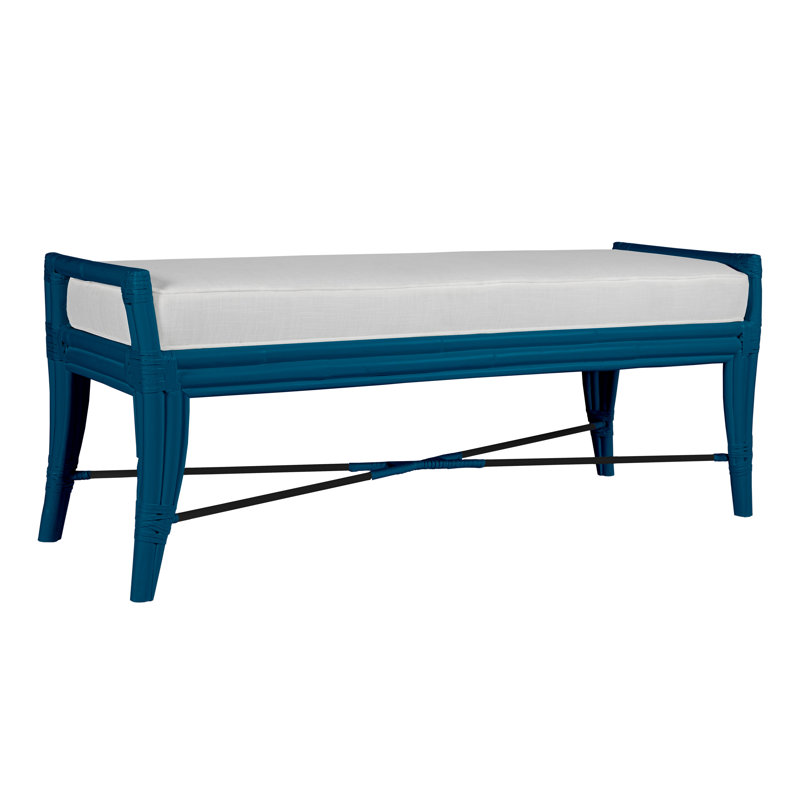 Malacca Upholstered Bench, Surf Blue