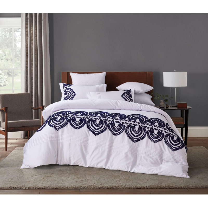 Cotton Twill Duvet Cover, Full/Queen Duvet Cover + 2 Shams, Navy