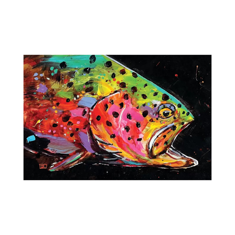 Crazy Trout by Dean Crouser - Wrapped Canvas Painting, 66.04 cm H x 45.72 cm W x 3.175 cm D