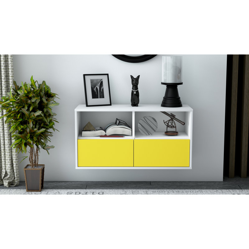 Strombury Unfinished Floating TV Stand, Yellow